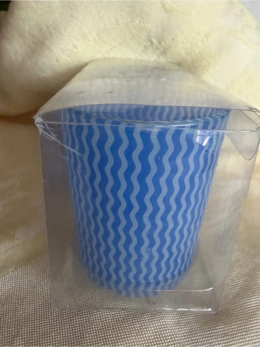 BLUE STRIPED VOTIVE CANDLE SET - 2 Pack (Set of 4)